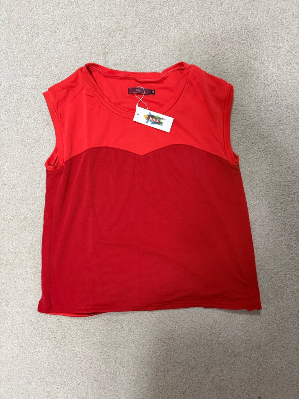 NWT Jola Red Sleeveless Colorblock Blouse XL